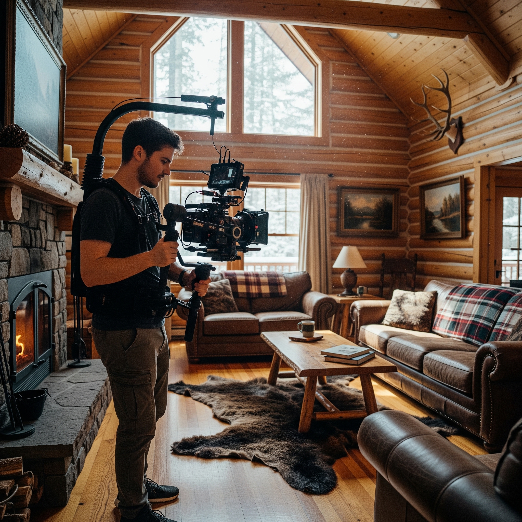 captation vidéo de l'intérieur d'un chalet